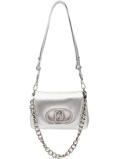 Liu •jo Lapuffy Nappa Effect Chain Bag In Silver