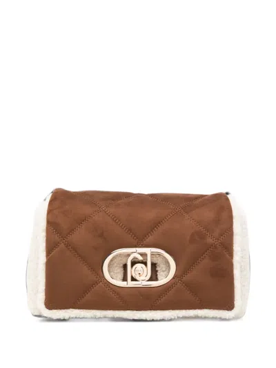 Liu •jo Lapuffy Quilted Faux-shearling Crossbody Bag In Brown