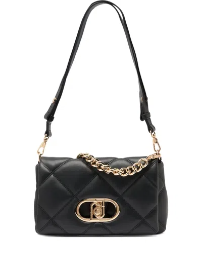 Liu •jo Lapuffy Quilted Logo Shoulder Bag In Black