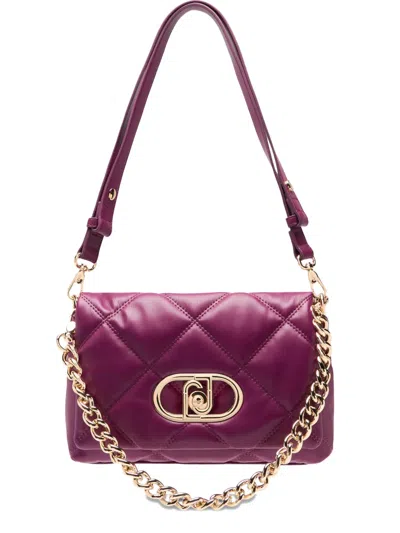 Liu •jo Lapuffy Quilted Metal Logo Bag In Purple