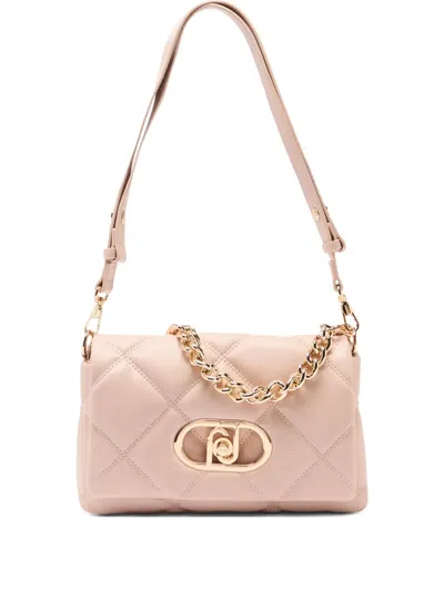 Liu •jo Lapuffy Quilted Metal Logo Shoulder Bag In Pink