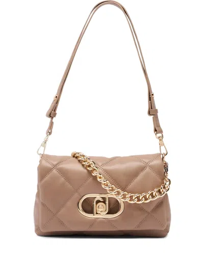Liu •jo Lapuffy Quilted Metal Logo Shoulder Bag In Neutral