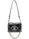 Liu •jo Lapuffy Shoulder Bag With Chains In Black