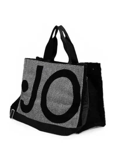 Liu •jo Large Check-pattern Logo-patch Tote Bag In Black