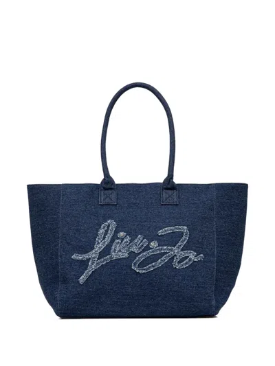 Liu •jo Large Denim Tote Bag In Blue
