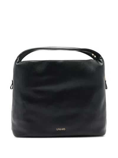 Liu •jo Large Embossed-logo Shoulder Bag In Black