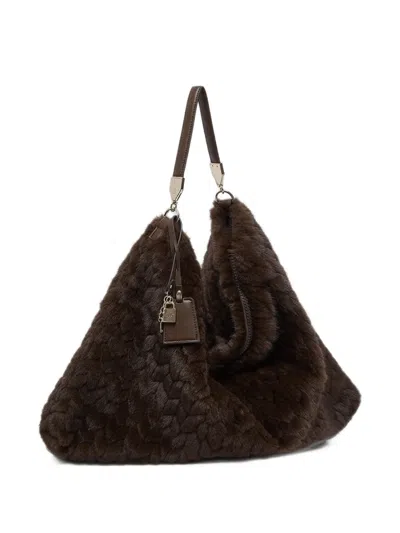 Liu •jo Large Faux-fur Bag In Brown