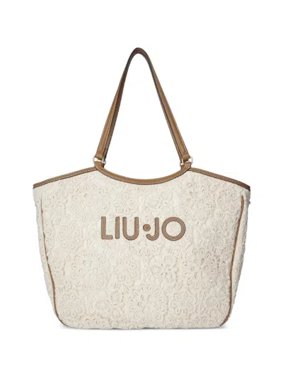 Liu •jo Large Lace-detail Tote Bag In Neutral