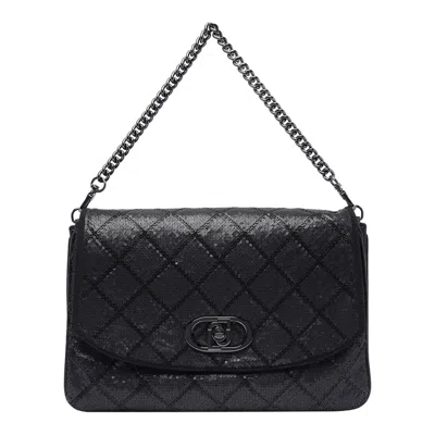 Liu •jo Large Logo Messenger Bag In Black