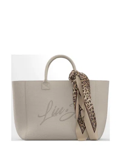 Liu •jo Large Logo-embroidered Tote Bag In Neutral