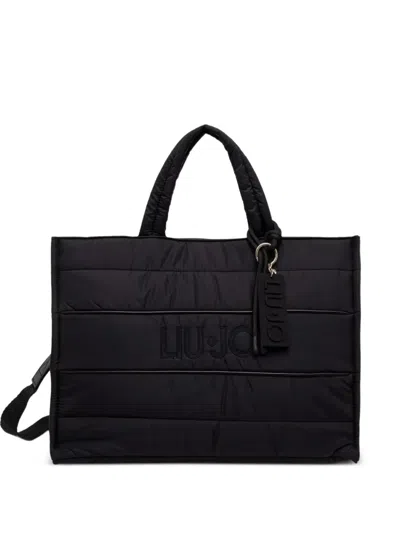Liu •jo Large Padded Nylon Tote Bag In Black