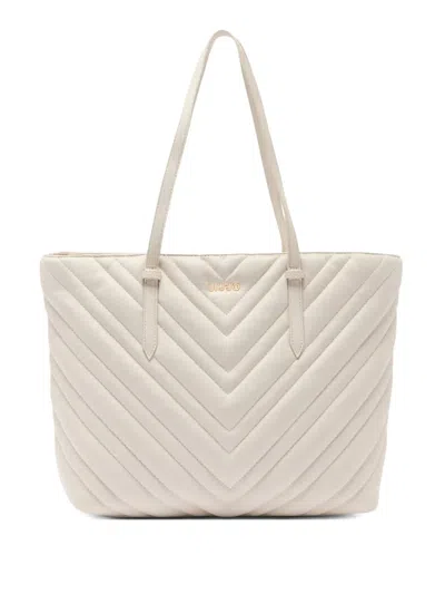 Liu •jo Large Quilted Chevron Tote Bag In White