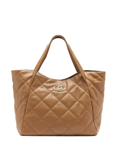 Liu •jo Large Quilted Tote Bag In Brown