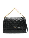 Liu •jo Liu Jo Black Quilted Messenger Bag With Logo In Black