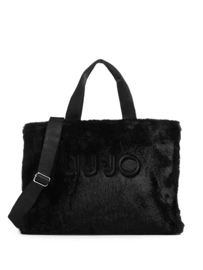 Liu •jo Large Teddy Tote Bag In Black