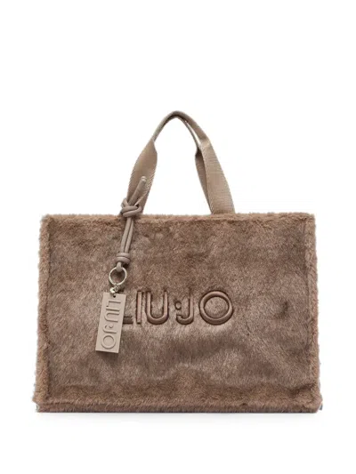 Liu •jo Large Teddy Tote Bag In Brown