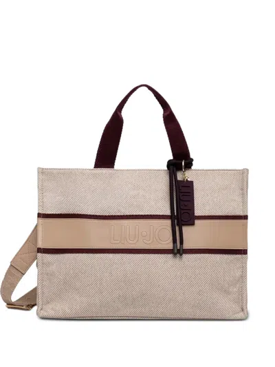 Liu •jo Large Tote Bag In Cloth In Neutral