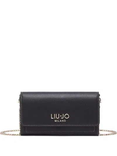 Liu •jo Large Wallet With Shoulder Strap In Black