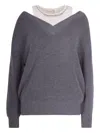 Liu •jo Maglione Con Ricami Gioiello Grigio In Gray