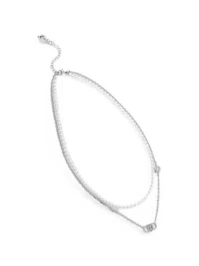 Liu •jo Layered Pearl-detail Necklace In Silver