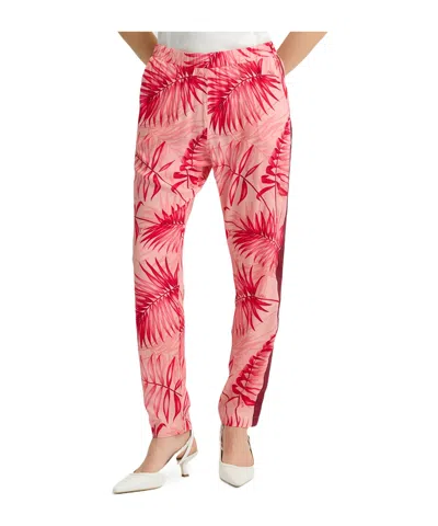 Liu •jo Leaf-print Trousers In Pink