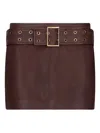 Liu •jo Leather Belt Mini Skirt In Burgundy