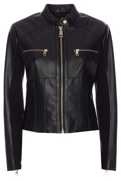 Liu •jo Liu Jo Leather Biker Jacket In Black
