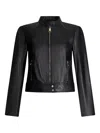 Liu •jo Zippered Leather Biker Jacket In Black