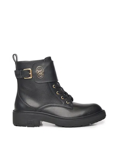 LIU •JO LEATHER COMBAT BOOTS