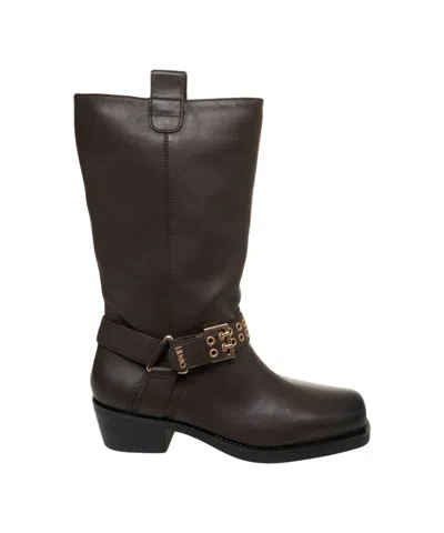 Liu •jo Leather Cowboy Boots In Black