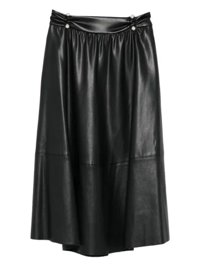 LIU •JO LEATHER-EFFECT MIDI SKIRT