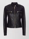 Liu •jo Leather Jacket With High Collar And Metal Hardware