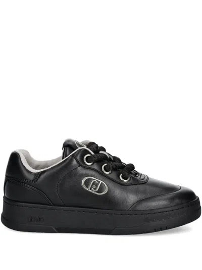 Liu •jo Leather Lace-up Sneakers In Schwarz
