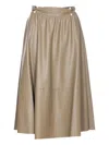 Liu •jo Leather Midi Skirt In Green