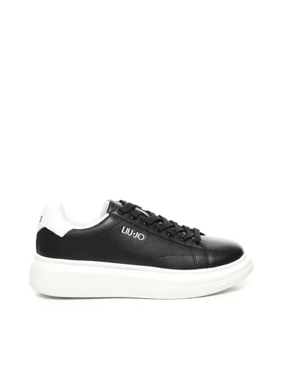 Liu •jo Leather Platform Sneakers In Black