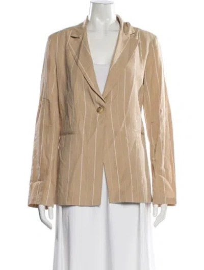 Pre-owned Liu •jo Leather Striped Blazer In Neutral
