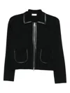 Liu •jo Leather-trimmed Zip-front Jacket In Black