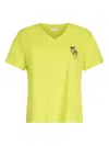 Liu •jo Lemon-embellished V-neck T-shirt In Yellow