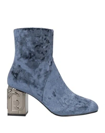 Liu •jo Leonie Hanne X  Woman Ankle Boots Blue Size 7 Textile Fibers