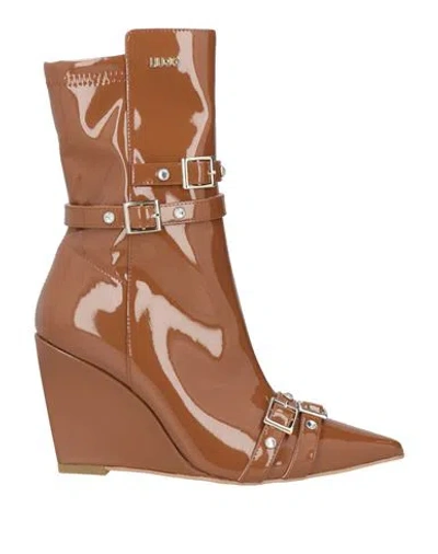 Liu •jo Leonie Hanne X  Woman Ankle Boots Brown Size 7 Textile Fibers