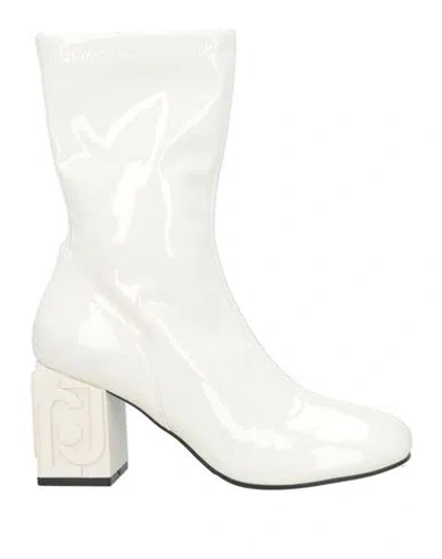 Liu •jo Leonie Hanne X  Woman Ankle Boots Ivory Size 7 Textile Fibers In White