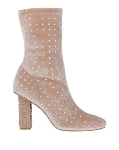 Liu •jo Leonie Hanne X  Woman Ankle Boots Light Brown Size 7 Textile Fibers In Beige