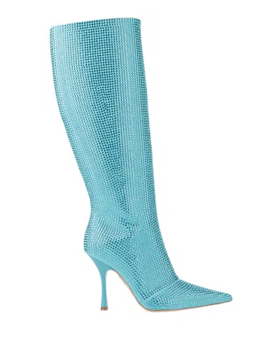 LIU •JO LIU •JO LEONIE HANNE X LIU •JO WOMAN BOOT SKY BLUE SIZE 8 TEXTILE FIBERS