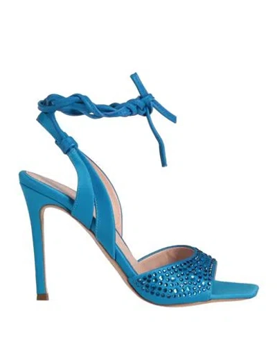 Liu •jo Leonie Hanne X  Woman Sandals Azure Size 7 Textile Fibers In Blue