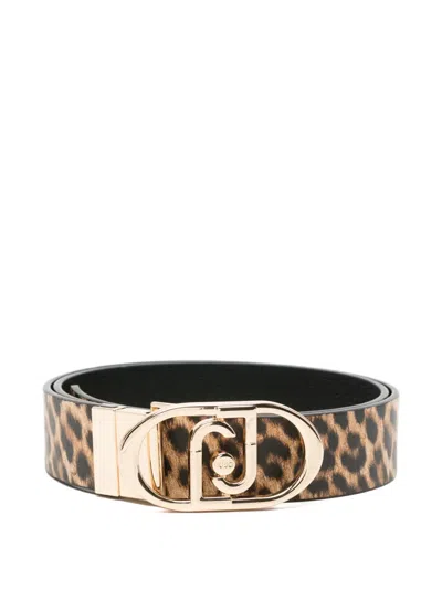 Liu •jo Leopard Buckle Belt In Animal Print