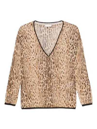 Liu •jo Leopard-jacquard Top In 褐色