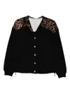 Liu •jo Leopard-print Button Cardigan In Black