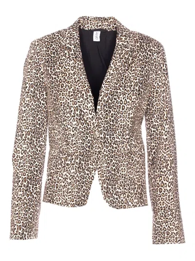 Liu •jo Leopard-print Button-fastening Blazer In Brown