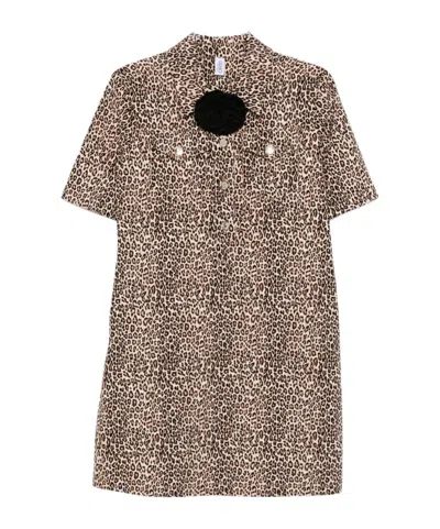 LIU •JO LEOPARD-PRINT BUTTON-FRONT DRESS
