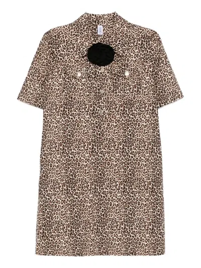 LIU •JO LEOPARD-PRINT BUTTON-FRONT DRESS